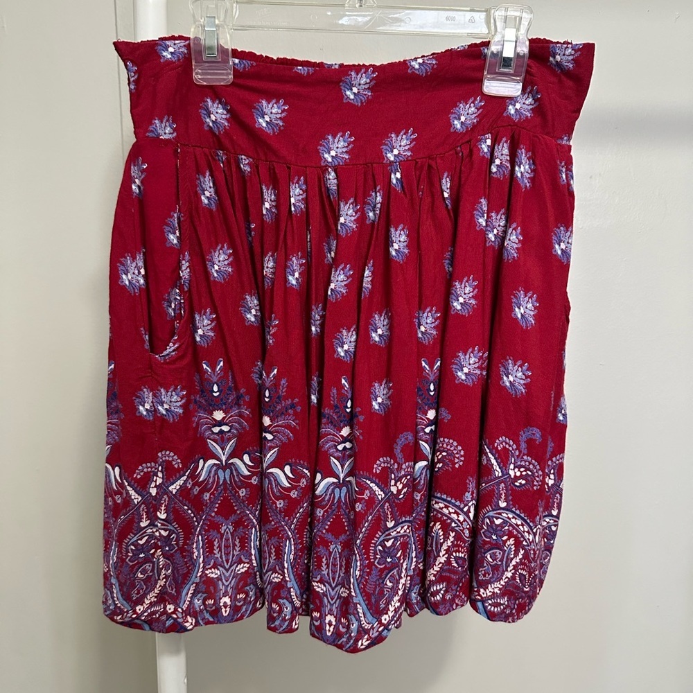 Japna Red Floral Mini Skirt size XL